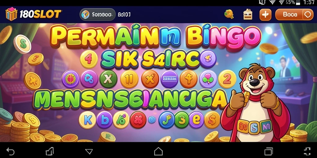 Screenshot gameplay 180SLOT yang menampilkan suasana Bingo yang meriah.