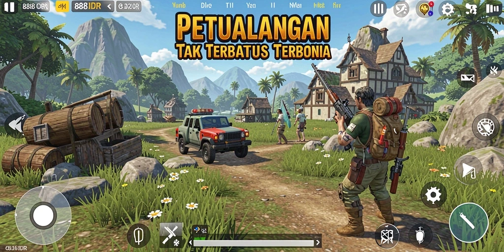 Tangkapan layar utama gameplay 888IDR dengan pemandangan yang indah.