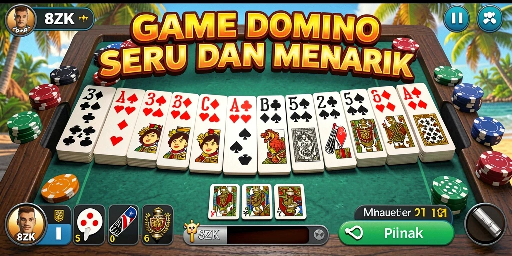 Screenshot gameplay 8ZK menampilkan keseruan bermain Domino.