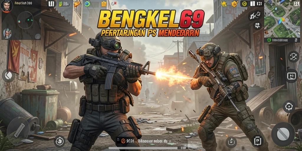 Screenshot utama BENGKEL69 menampilkan aksi FPS yang seru.