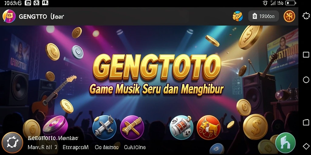 Screenshot utama GENGTOTO menunjukkan gameplay seru dengan berbagai alat musik.