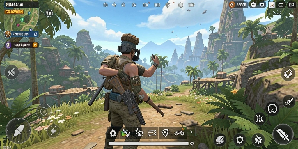 Tampilan gameplay seru dan luas di dunia <strong>GRABWIN</strong>.