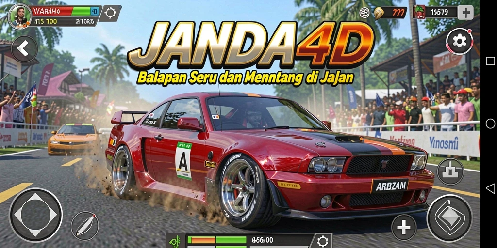 Gameplay menarik dari JANDA4D yang menampilkan balap seru dan kendaraan keren.