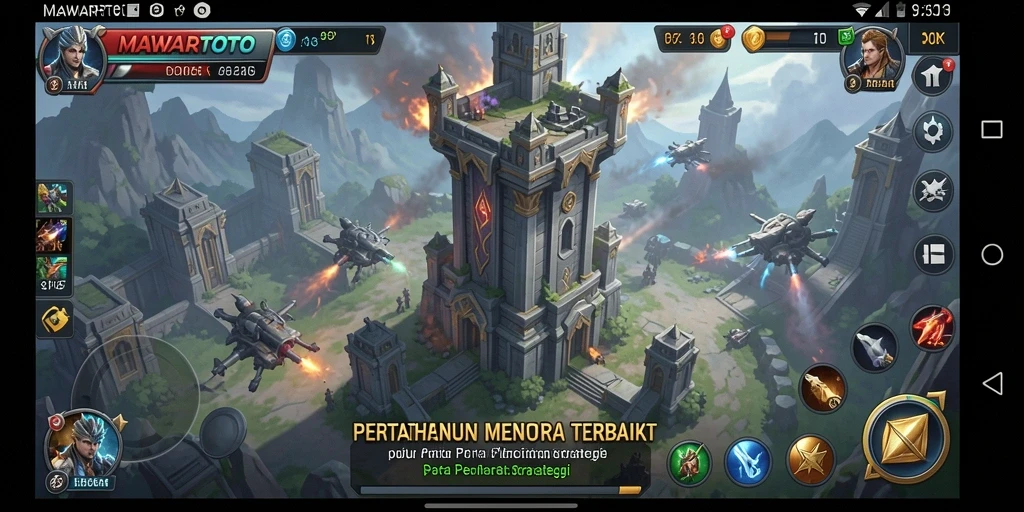 Tampilan screenshot MAWARTOTO menampilkan serangan musuh dan pertahanan yang kuat.