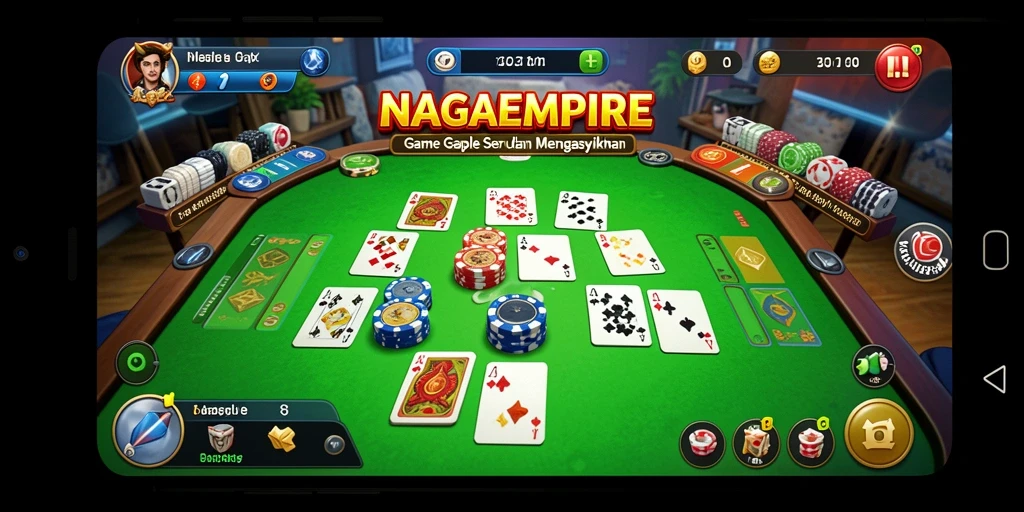 Screenshot NAGAEMPIRE menampilkan gameplay Gaple yang seru.
