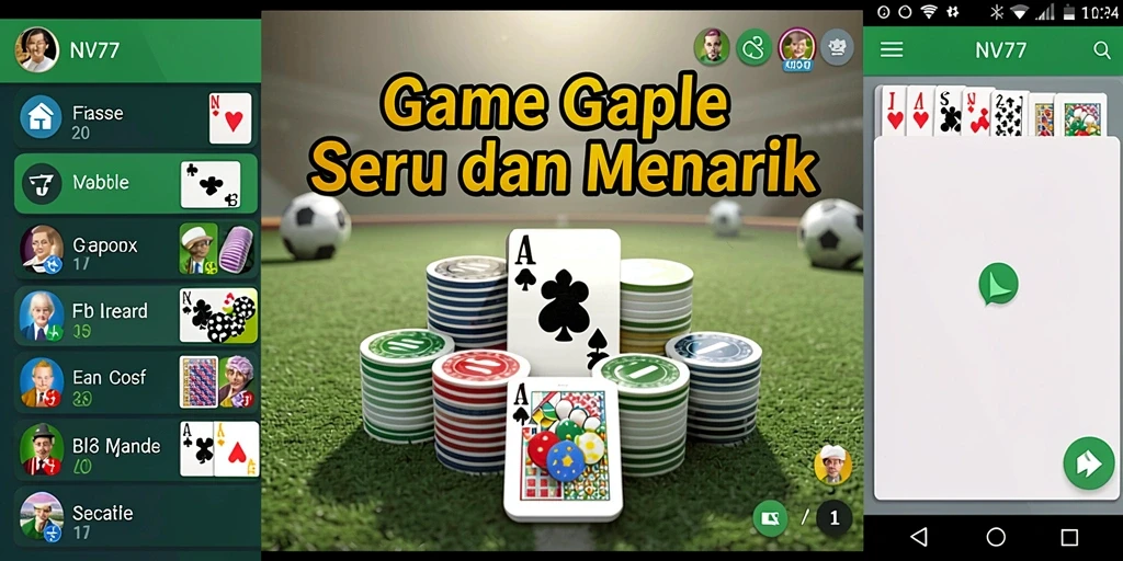 Tampilan gameplay seru dari NV77 dalam pertandingan Gaple.