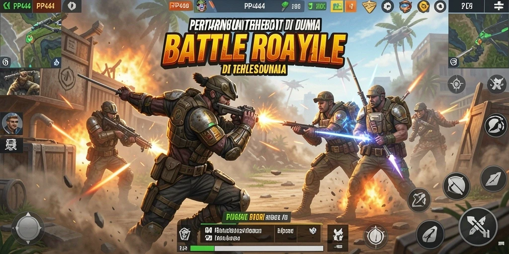 Tampilan gameplay seru dalam pertempuran Battle Royale di PP444.