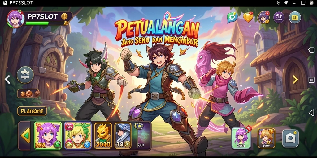 Screenshot utama PP7SLOT menampilkan aksi seru karakter Anime.