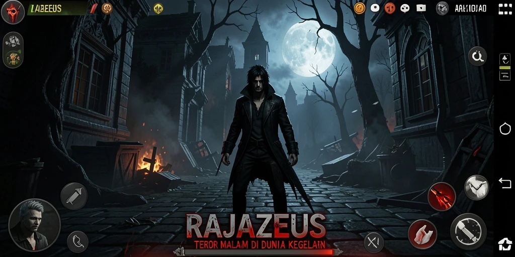 Tampilan gameplay menegangkan di dunia kegelapan RAJAZEUS.