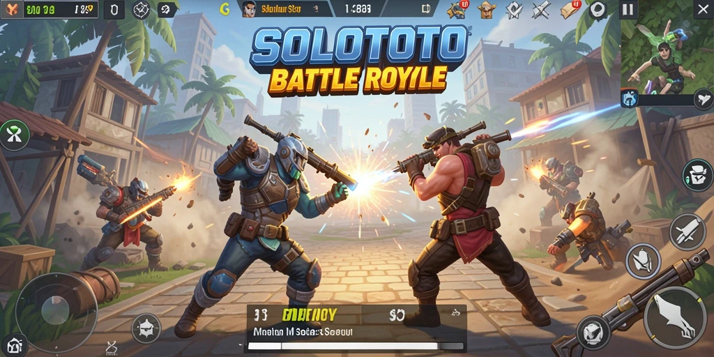 Tampilan menarik dari gameplay seru SOLOTOTO dalam arena Battle Royale.