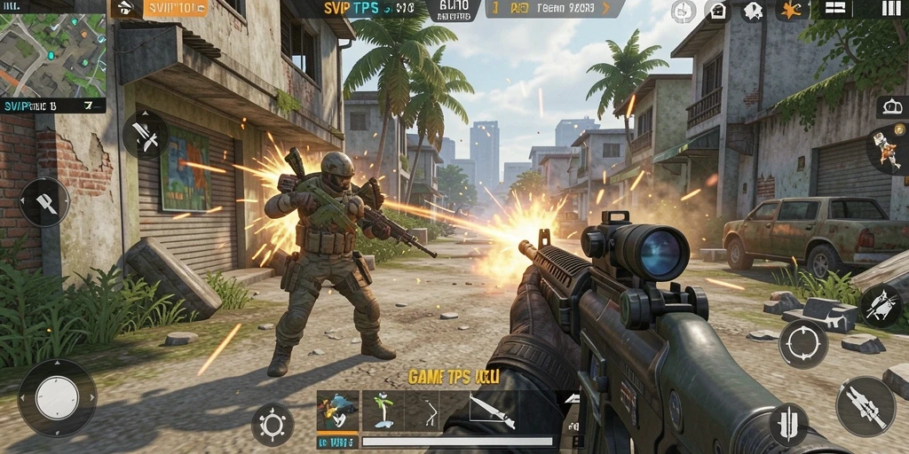 Tampilan gameplay seru di SVIP10 dengan aksi TPS yang mendebarkan.